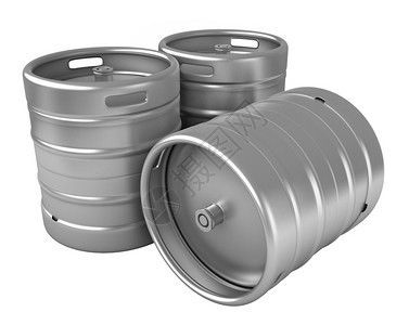 小桶3d啤酒桶的转化分离成白色背景啤酒厂馆金属设计图片
