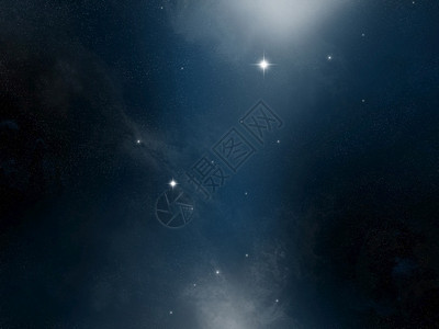 科学形象的计算机在银河系中生成星云和恒场太阳图片
