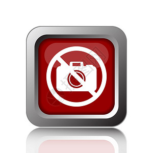 相机白色背景上禁止摄像头图标的互联网按钮安全摄影图片