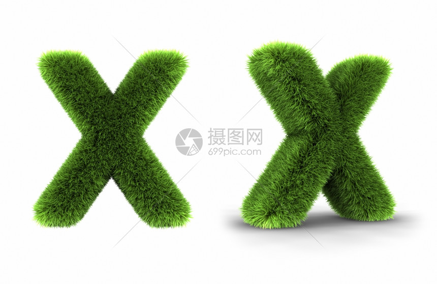 排版Grass字母x以白色背景隔开绿广告图片