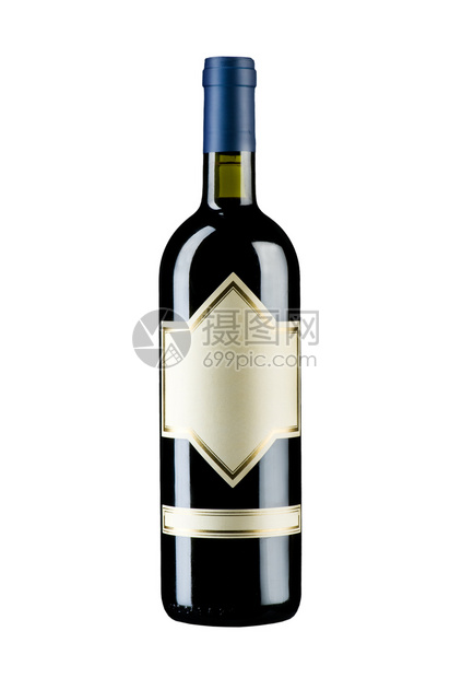 赤霞珠酒精完全密封的葡萄酒瓶子在wiite背景上隔绝一个空白标签威特图片