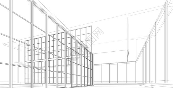 城市的插图现代建筑化结构有线框架城市概念Werframe3D建筑图解草图片