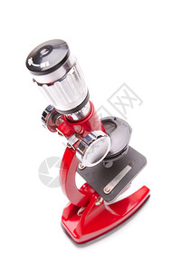 白色背景上的红显微镜白色背景上的红显微镜飞涨目视红色的图片