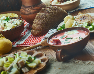 梅菜拉脱维亚菜各种传统类顶视图肴新鲜的布克斯廷别兹普特拉背景