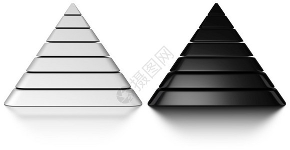 楼梯等级黑白金字塔以色和白金字塔的反映灰白背景射图片
