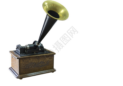 20世纪初托马斯爱迪生在白色背景下唱着的歌美国输出点唱机复音图片