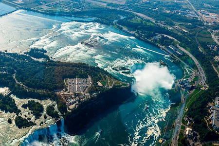 从直升机上的尼亚加拉大瀑布鸟瞰图加拿大安略省加拿尼亚拉瀑布拿安略省的奇妙鸟瞰图河地标加拿大人图片