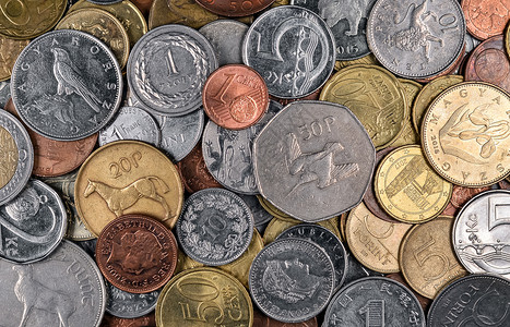 最佳欧元硬币背景金钱概念顶视图平躺欧元硬币背景顶视图薄荷花费图片