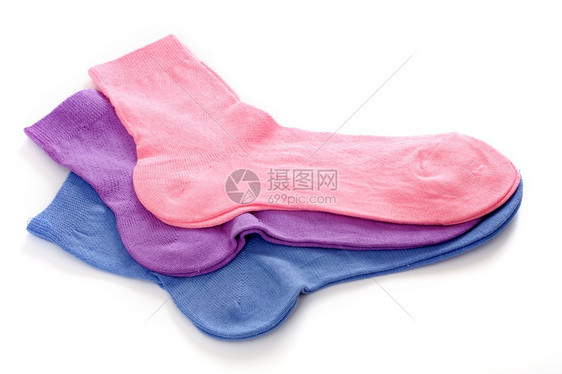 针脚地面白底蓝和粉红色袜子鞋类图片