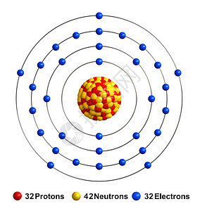 原子结构的3d分离于白色背景的砷原子结构质以红球中作为黄电蓝等形式出现作品背景质子结构体图片