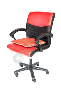 皮革剪裁座位可调整的皮椅在白色背景上隔离有剪切路径孤立的可调整皮椅白背景上有枕头奢华松弛背景