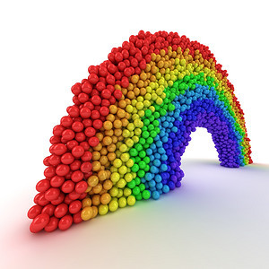 彩虹由许多白球制成粒子团体弧图片