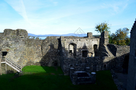 苏格兰Dunstaffnage城堡废墟和墙风景摄影假期图片