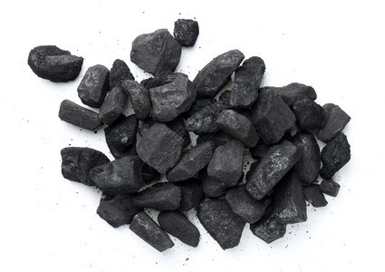 燃料力量矿物白色背景中分离的煤炭热量图片