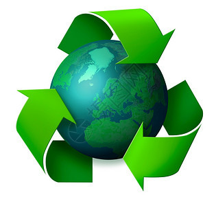 环境的世界大约回收概念符号箭头围绕绿色地球回收概念图片