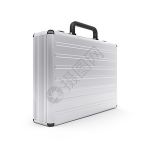 铝目的行李白色背景隔离的金属手提箱DM图片