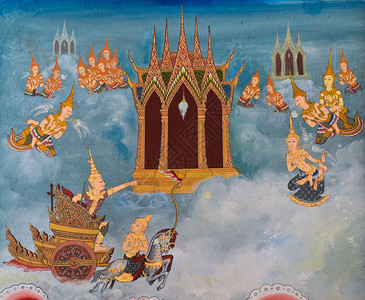 文学艺术寺墙上的佛像生命泰国传统壁画图泰国传统壁画图片