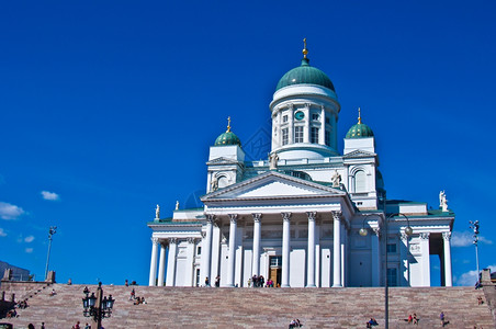 白色教堂雅各布斯夏天路德宗赫尔辛基著名的大教堂的赫尔辛基大教堂详细节背景