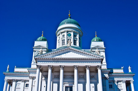 首都雅各布斯赫尔辛基著名的大教堂的赫尔辛基大教堂详细节叉图片