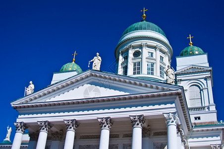 宗教雕塑圆顶赫尔辛基著名的大教堂的赫尔辛基大教堂详细节图片
