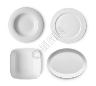 白色背景上的碗集食物圆圈工作室图片