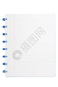 单身的纸笔记用在白背景与剪切路径分离的线条作笔记软垫图片