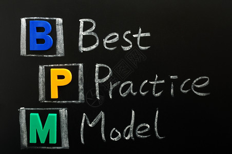 一种绘画字母BPM最佳做法模型的缩写在黑板上图片