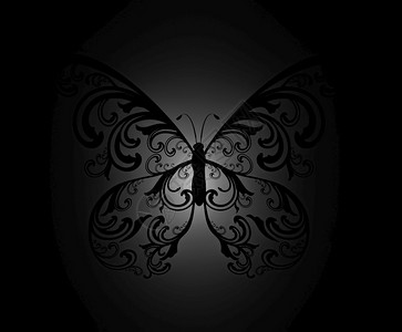 质地黑暗背景上的蝴蝶假影轮廓翅膀装饰品图片
