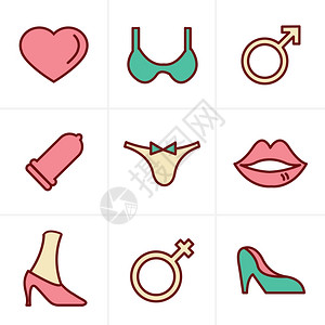 性感图标高跟交图标样式和XXX图标集矢量设计用品店设计图片