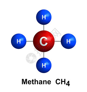 蓝色的代表超过3d白底原子上分离的甲烷子结构转化以色度和学符号标为氢H蓝色碳C红的颜和化学符号编码区域图片