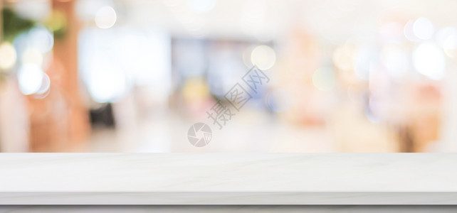 厨房清空的白色大理石桌模糊的商店背景横幅产品显示蒙戴食物咖啡店图片