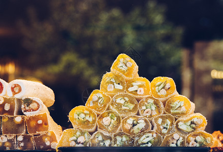 东洛库姆传统土耳其特惠糖涂花软有色背景图片