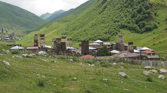 镇高加索乌什古利斯瓦梅提亚格鲁吉欧洲全景图片