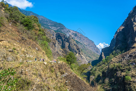 谷安纳普尔风景优美尼泊尔喜马拉雅山美丽的地景观图片