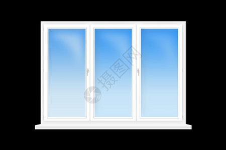 屋目的经典在黑色背景上被隔离的黑色三叶窗口上孤立的三叶窗口中3图片