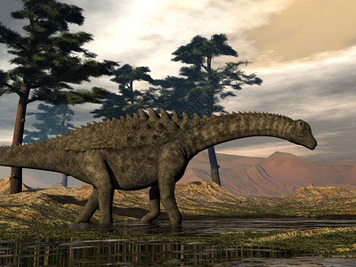草食树木在松中行走的恐龙3D化成亚太龙恐3D化成自然图片