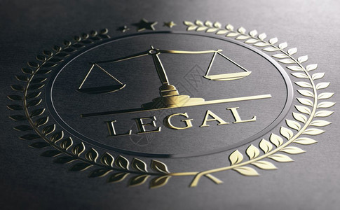 提倡秤带有司法尺度的律象征物3DD说明法律咨询司规模金凌驾于黑纸背景上贴有黄金符号打印图片