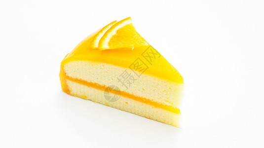 甜点白色背景的橙蛋糕藏红花一种图片