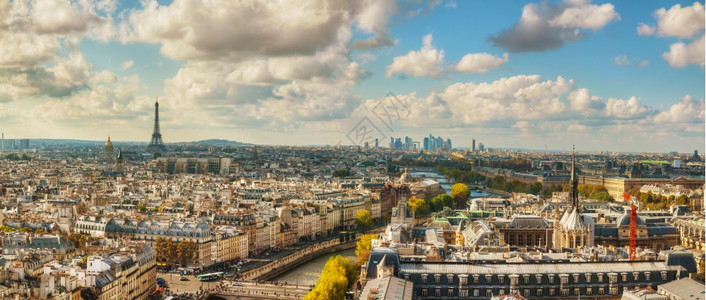 目的地巴黎与埃菲尔塔的全景空中观察旅行屋顶图片