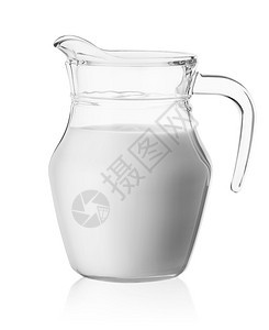 牛奶在玻璃罐中隔绝在白色背景上牛奶在玻璃罐中饮料食物白色的图片