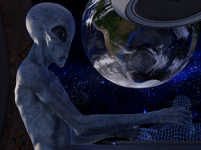 奇怪的小说宇宙飞船在近地太空上的幻想外星人3D在近地空间飞船上使幻想外星人图片