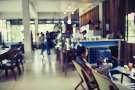 模糊的Cafe咖啡店背景模糊与bokoh图像模糊圆圈桌子图片