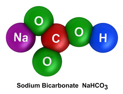 颜色白底原子上分离的碳酸钠子结构3d成形以色状和化学符号表列为氢H氧绿碳C红纳紫罗兰编码的球体作品科学图片