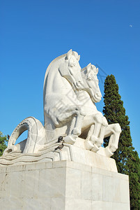 里斯本公园一匹马雕像的照片来自Lisbon雕塑结石历史图片