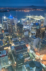 现代的新西兰夜间奥克空中观察旅游地标图片