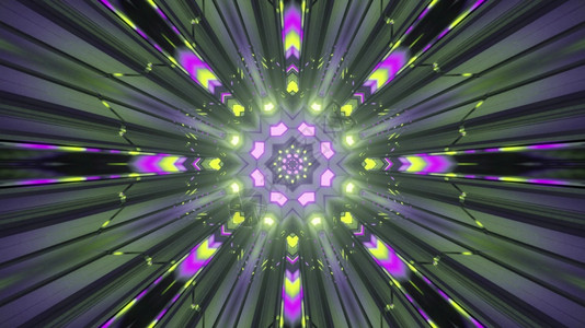 视觉的创造痕迹明亮彩色有光痕的射线通过奇异的SCIF隧道产生运动效果的光学幻觉作为4KUHD3d插图中4K抽象艺术视觉背景说明未图片