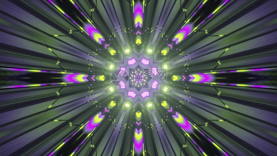 视觉的创造痕迹明亮彩色有光痕的射线通过奇异的SCIF隧道产生运动效果的光学幻觉作为4KUHD3d插图中4K抽象艺术视觉背景说明未图片