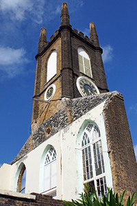 游客加勒比海建造圣乔治长老会教堂的修道院在加勒比格林纳达HuricanIvan岛被摧毁图片