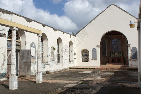 背风圣乔治公会的废墟教在加勒比格林纳达HuricanIvan教堂被摧毁吸引力目的地图片