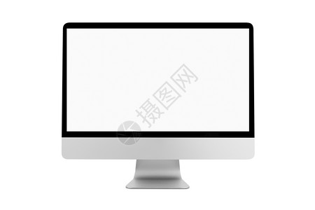 白色背景上的空屏计算机显示隔离空白的视觉展示图片